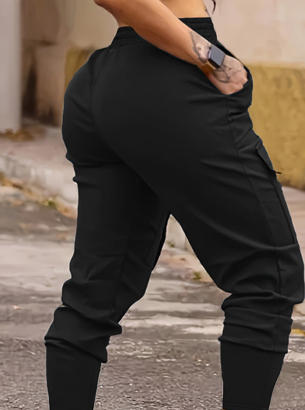 Pantalons de fret haute taille pour femmes Drawstring Multi Poches Stretchy Pantalons Casual Fashion verss