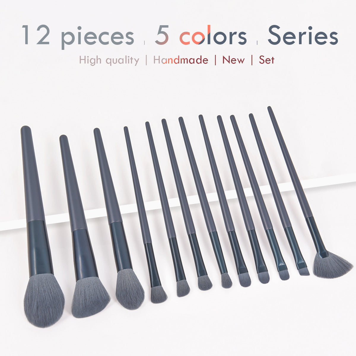 Set de brosse de maquillage 12 pièces avec 4 couleurs et un sac de maquillage