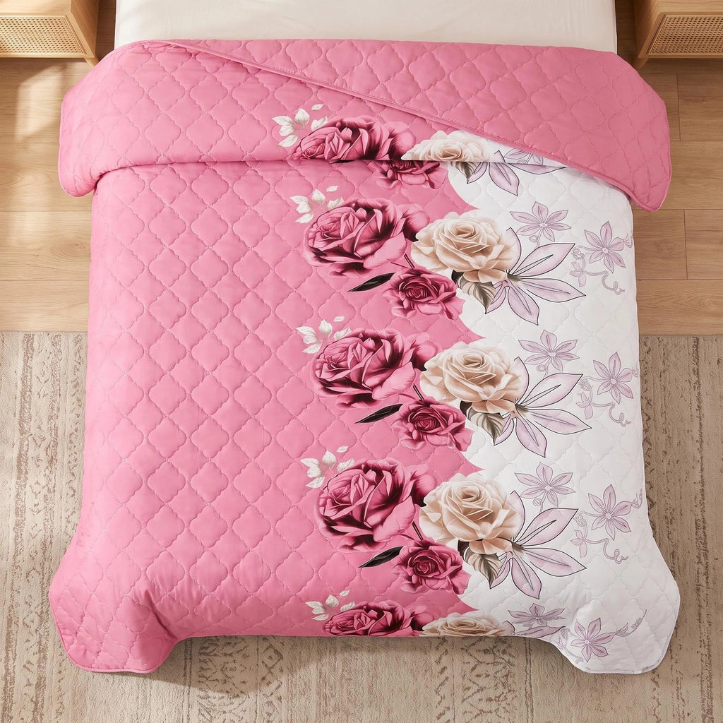 3-Piece Rose Couverture de lit matelassée pour roi et roi de Californie