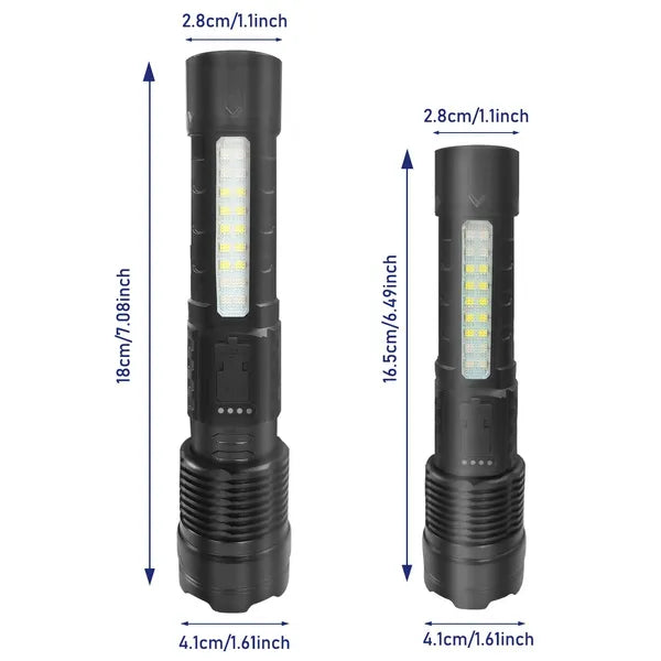1/2 X Super Bright Flashlight Torch - LED Tactical Flashlight - Zoom - Waterproof