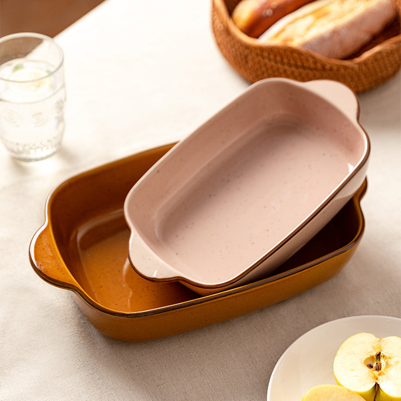 Plateau de riz cuit Bol de cuisson en céramique avec deux oreilles plaque micro-ondes de ménage