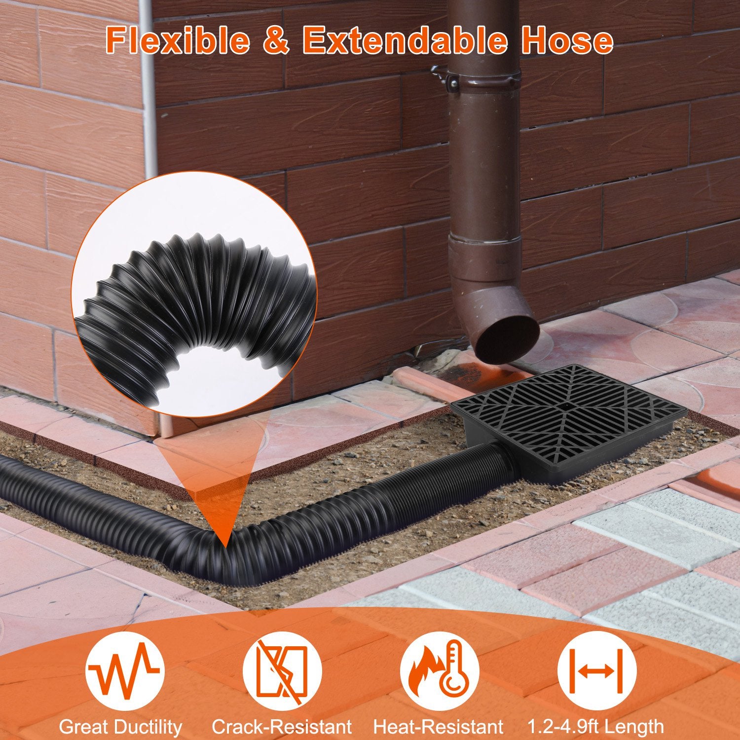 2Pcs Gutter Downspout Extension pour Printemps Été Accueil Innovation Faible Profil Pas de Digg profond