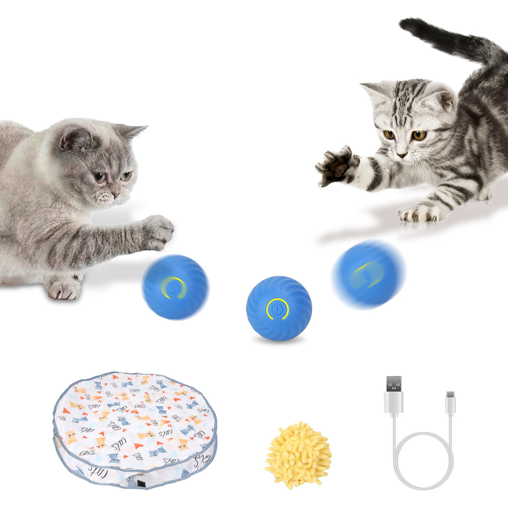 Jouets de chat 1Pc Ball rapide Rolling dans la poche Rechargeable Motion activé Jouets de chat interactifs