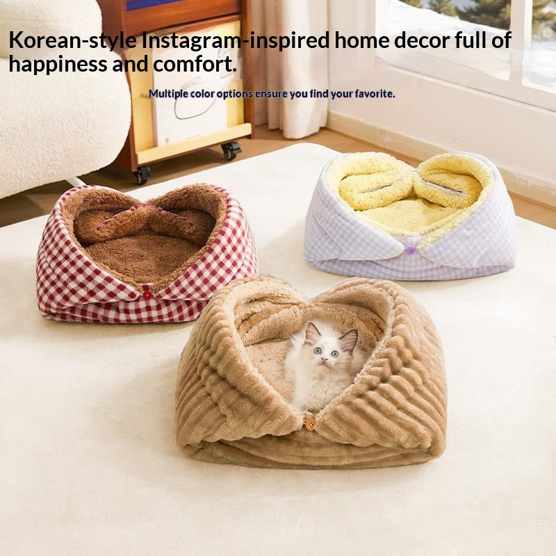 Tapis pliable pour animaux de compagnie à lit de chat doublé de polaire d'hiver