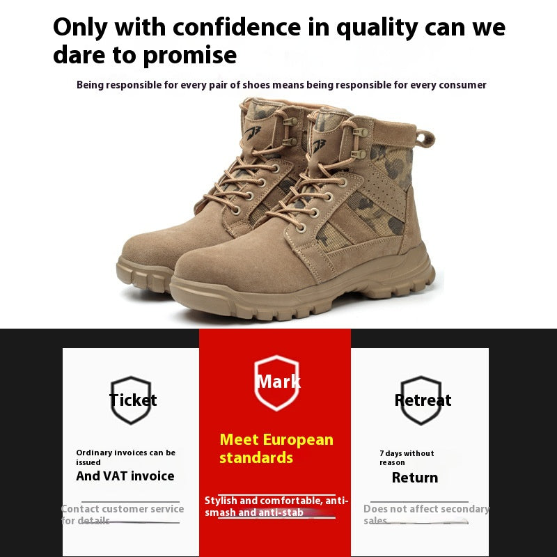 Bottes de combat de protection extérieure Bouclier d'attaque d'orteils en acier et bottes de sécurité anti-tabac Wea