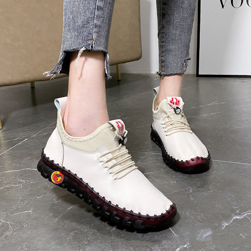 Chaussures de marche en cuir véritable pour femmes Oxford Soft Sole