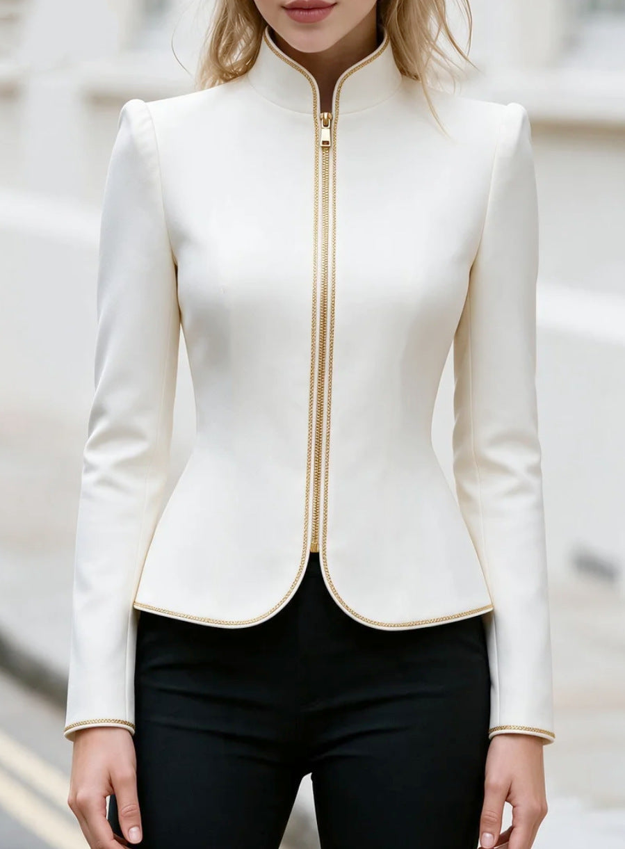 European And American Stand Collar Zip-up Short Jacket