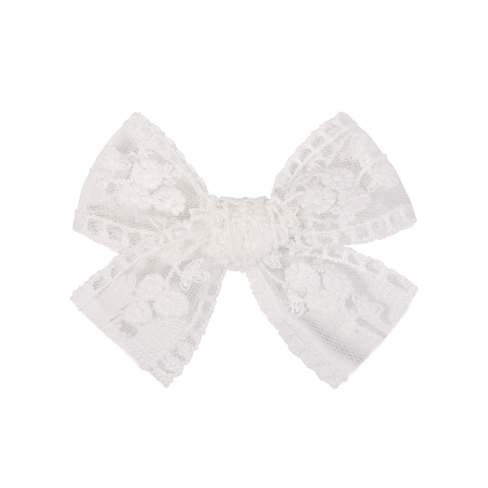 Barrettes de broderie en dentelle pour enfants Bow