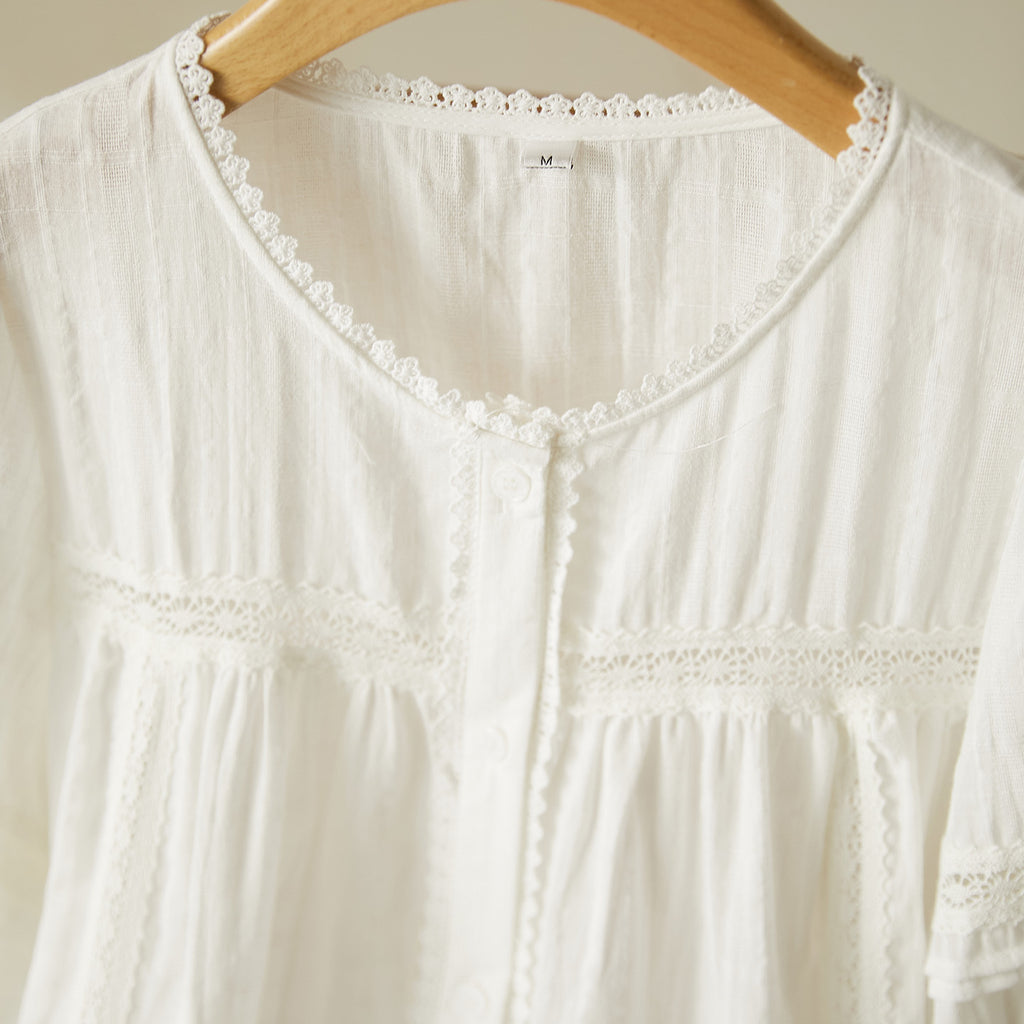 Femmes Manches courtes Dentelle à manches courtes Blouse Top