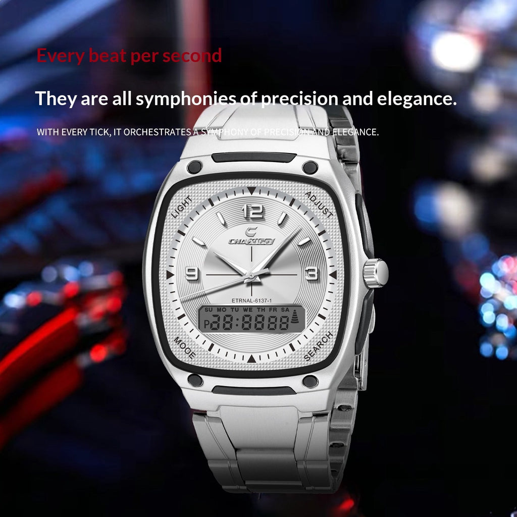 Montre Quartz en alliage homme avec un bracelet en acier