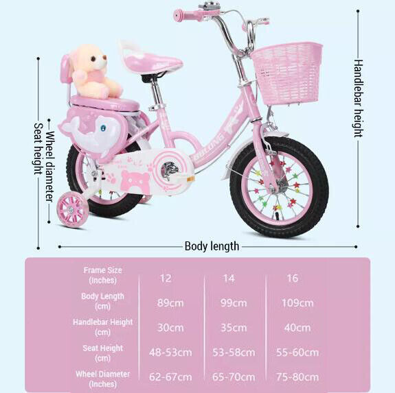 12-16Inch Enfants Vélo pour 2-10 ans Enfants Filles Vélo Stabiliser