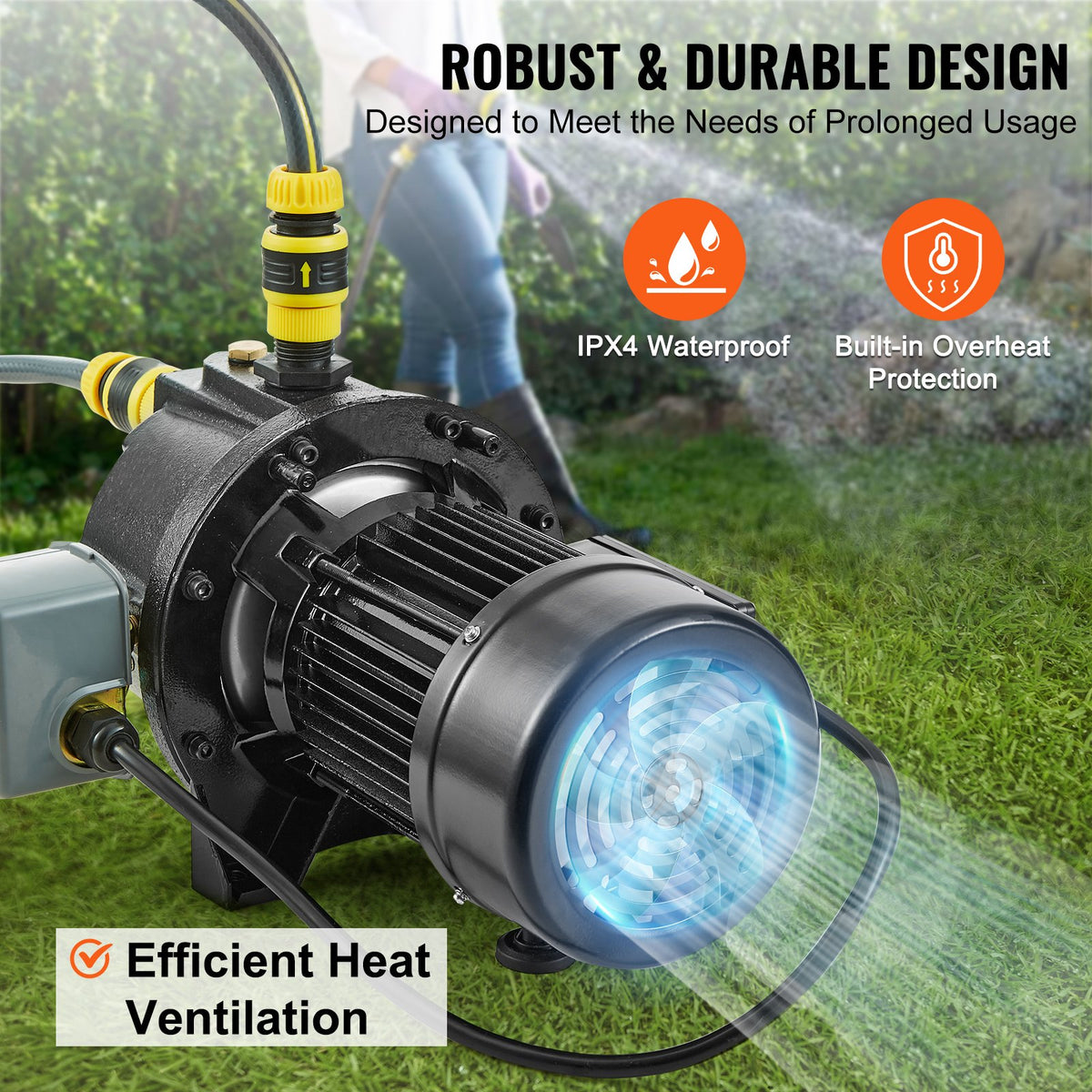 Pompe à eau à jet d'eau 1HP Premium en fonte