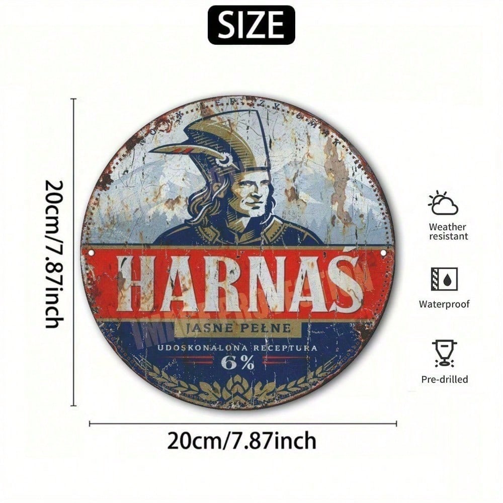 HARNAS Retro Rond Aluminium Plaque Vintage Wall Art