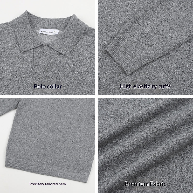 Pull à manches longues chaud à col V pour hommes