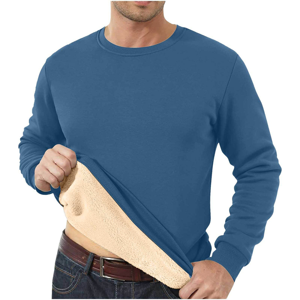 Amazon Autumn and Winter Sweatshirt Hommes Velvet Rond Col Solide Couleur Loose Thermal Unde