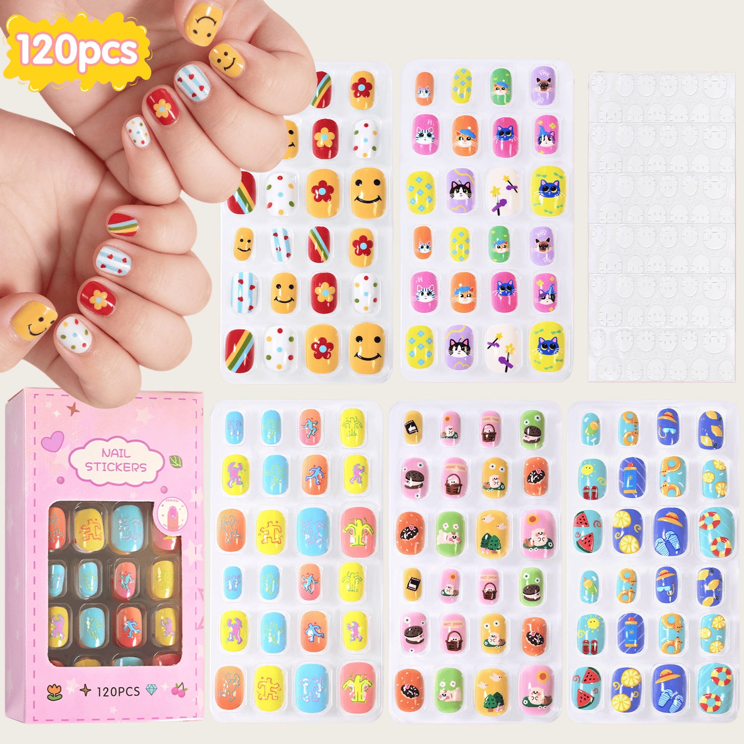 Set d'art à ongles pour enfants de style océan-océan de 120 pièces