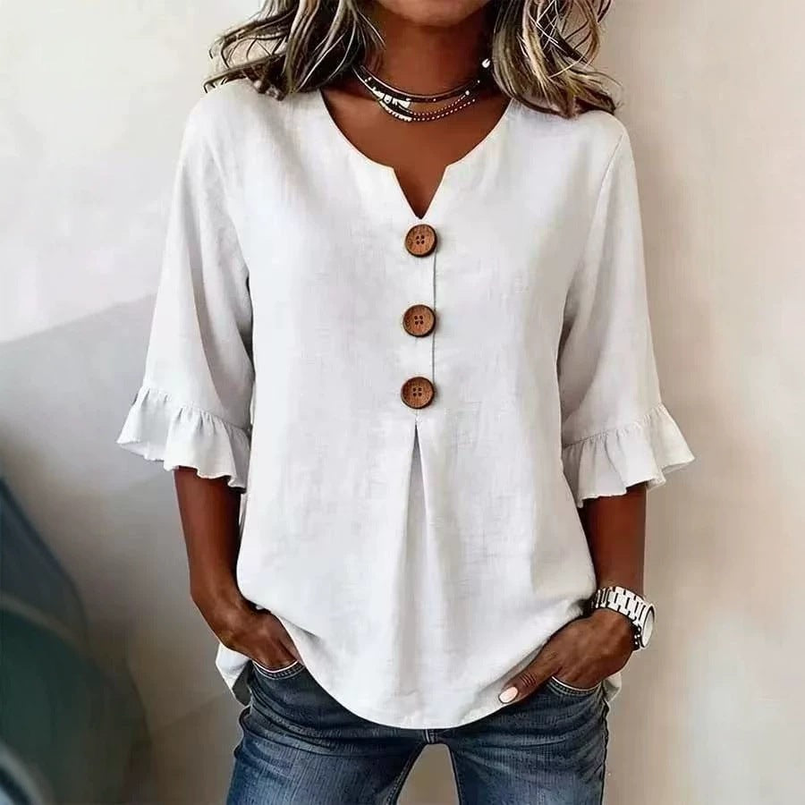 Vêtements européens et américains pour femmes Été Amazon Couleur solide Boutonné Femmes Casual F