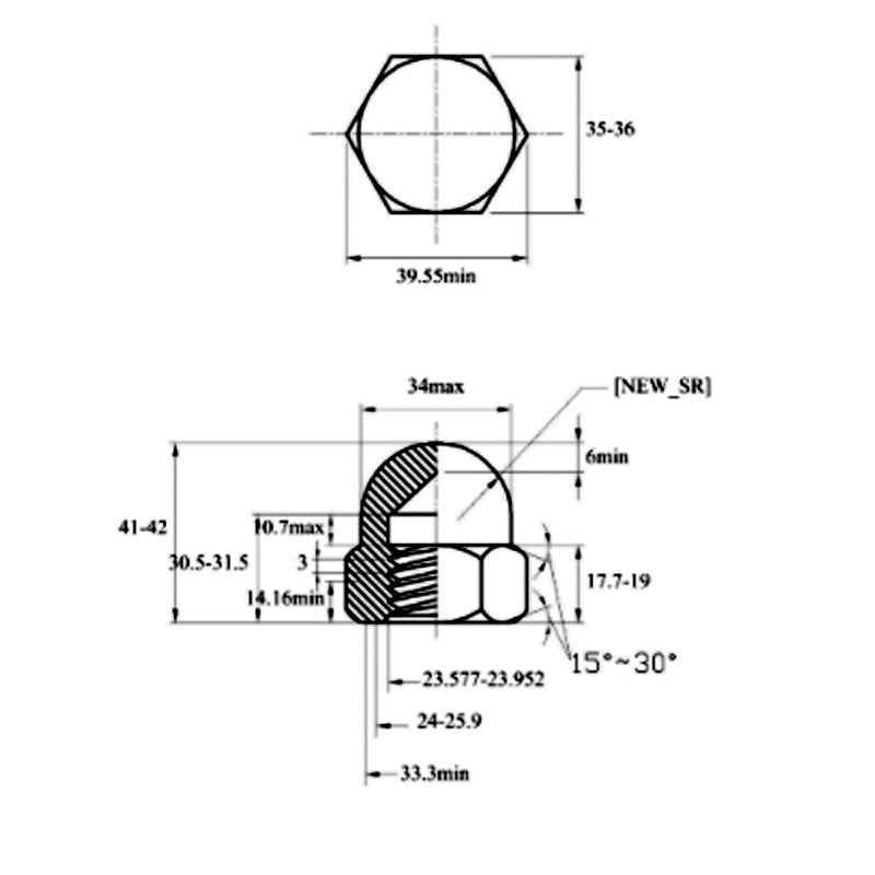 Cap intégré Sémicercle balle écrou bouchon vis