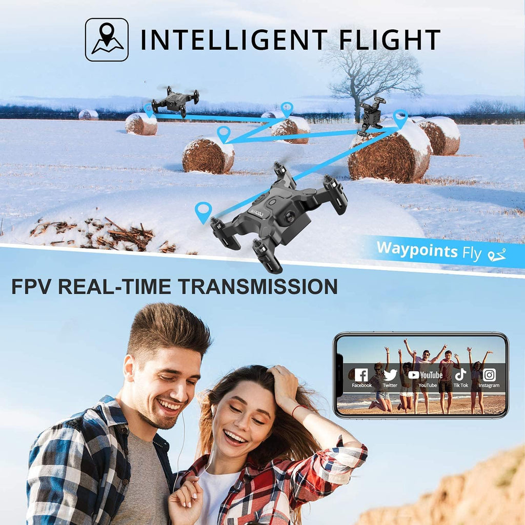 DE V2 Mini Drone Selfie WIFI FPV Avec caméra HD pliable bras RC Quadcopter Toy
