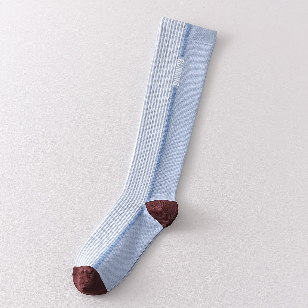 Chaussettes de calf à compression progressive pour femmes avec bandes de blocs de couleur