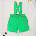Bébé garçon nouveau-né St. Patrick vêtements manches courtes Clover Imprimer Romper & Suspenders P