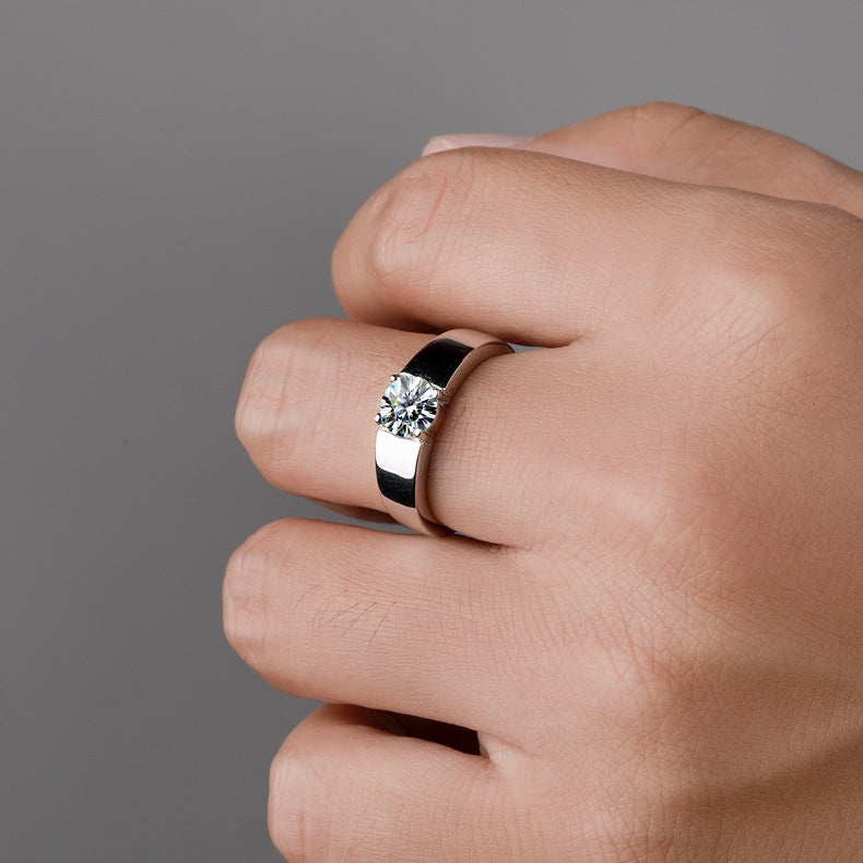 Sterling Silver Moissanite Anneau Tempérament Ouverture réglable