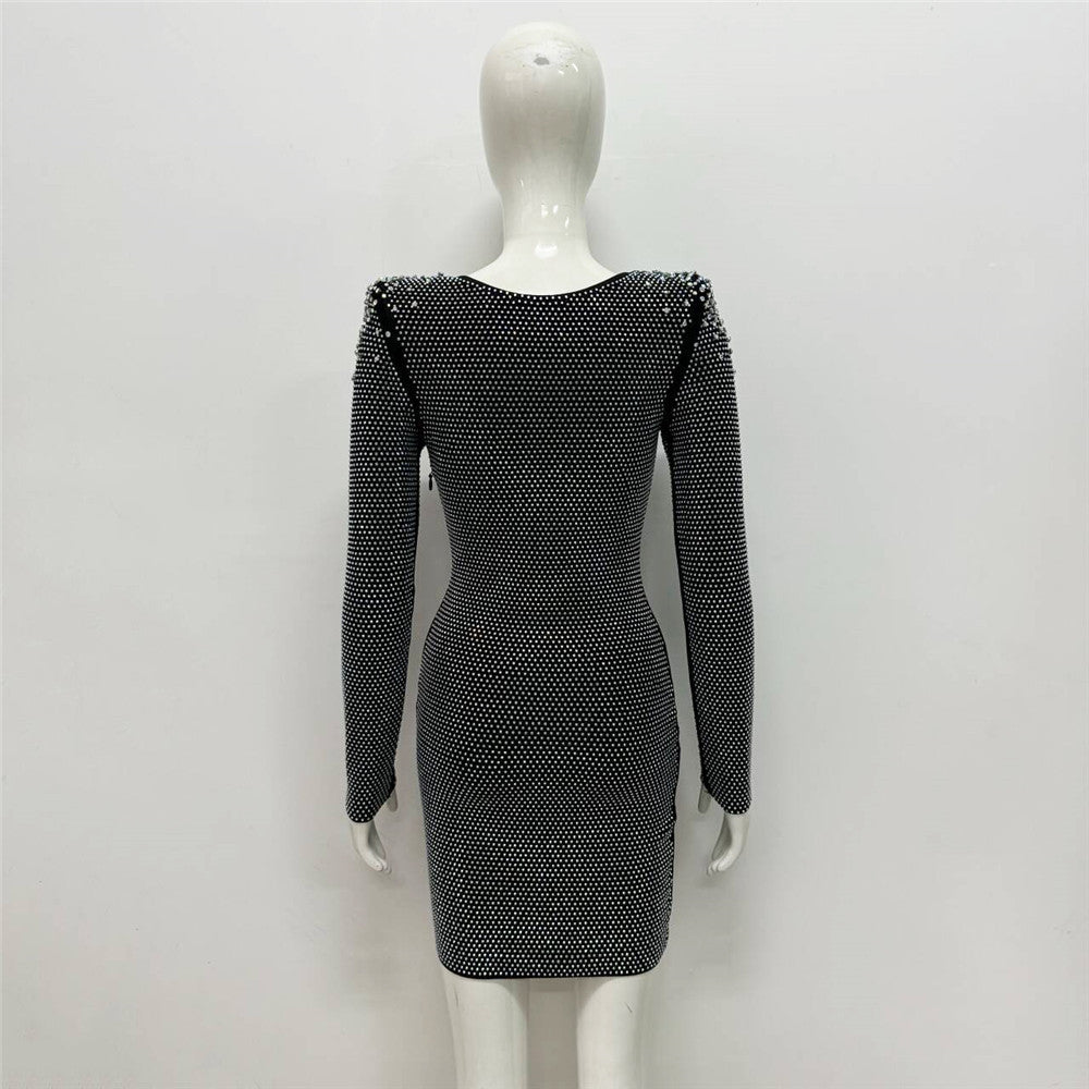 Sexy Strass Bandage Une seule pièce Robe transfrontalière Commerce extérieur Sexy Tight