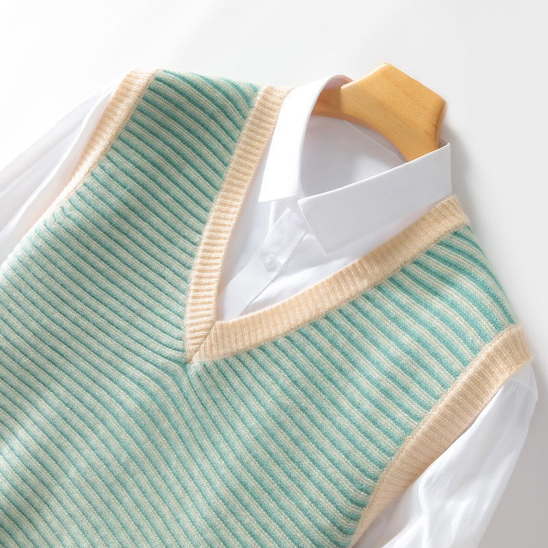 Chandail de laine de l'hiver pour hommes Chandail rayé V-Neck