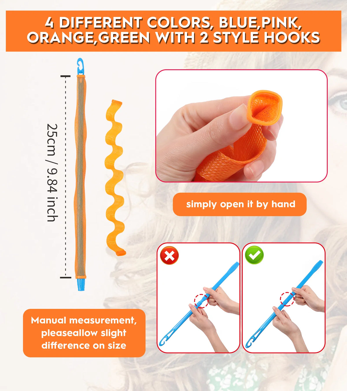 Heatless Hair Curlers Wave Curls Styling Kit for Women Girls on Hair Care - 30 Pcs - 6 Col