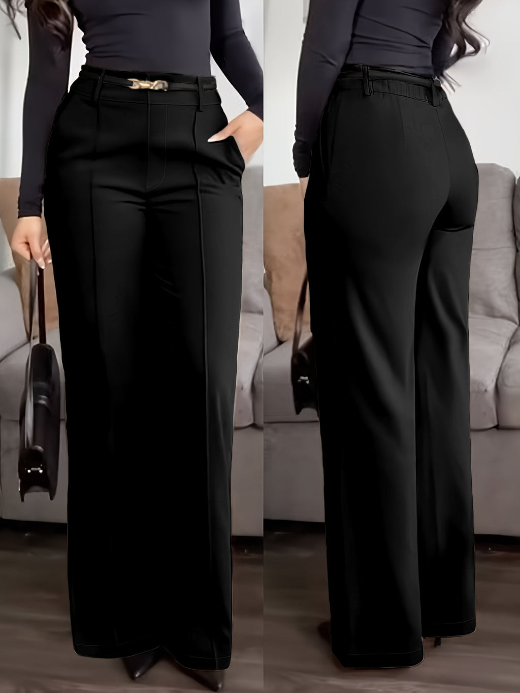 Pantalons à fermeture éclair de couleur solide avec poches
