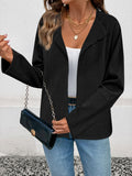 Femmes Ouvert Avant Blazer Veste Lapel Collar 3 4 Manches Casual Loose Solid Couleur Carte courte