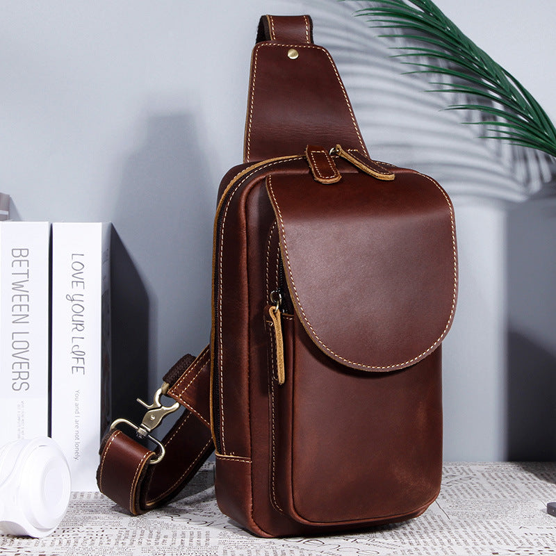 Sac croisé en cuir souple et polyvalent pour hommes