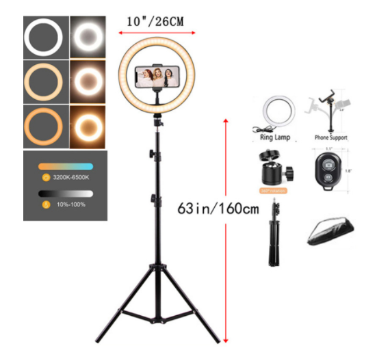 Ring Mobile Phone Stand Tripod Round Fill Light 3 Colors
