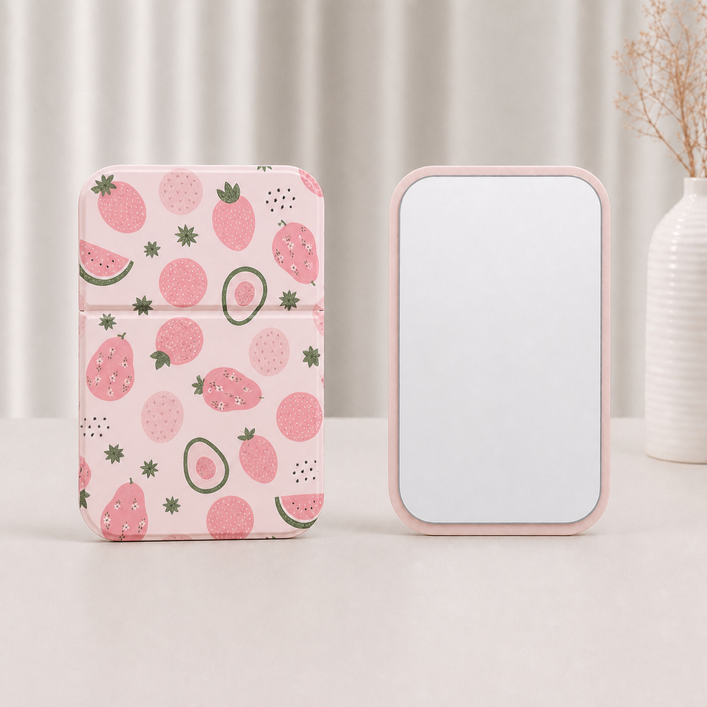Miroir compact d'impression de fruits mignons