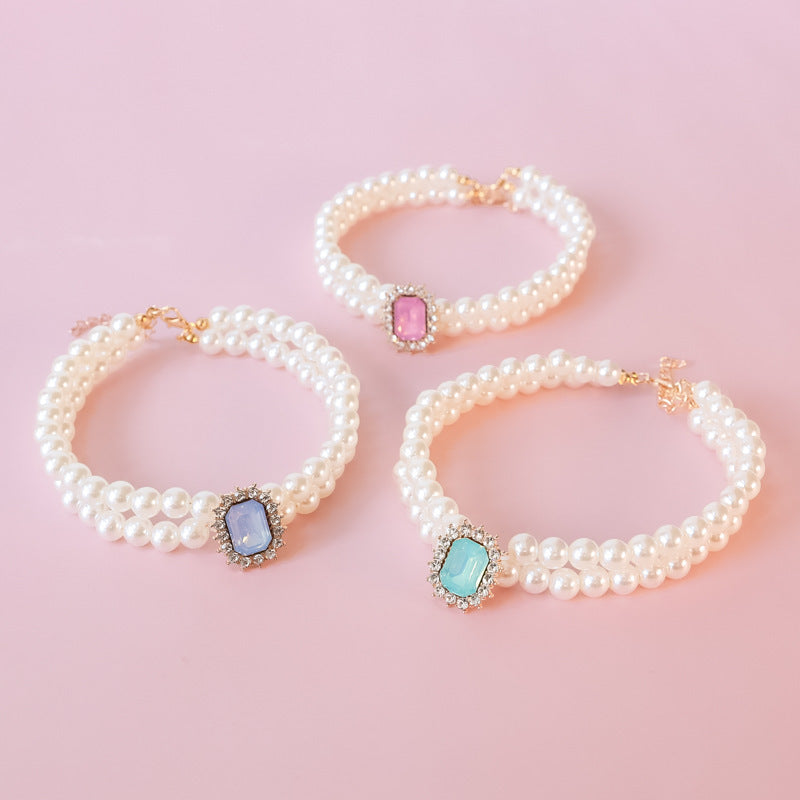 Perle Double brin de strass haut de gamme Lumineux bijoux accessoires pour chiens