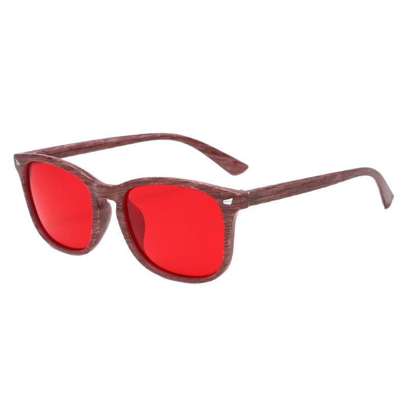Lunettes de soleil à la mode à cadre carré de protection UV Lensed rouge