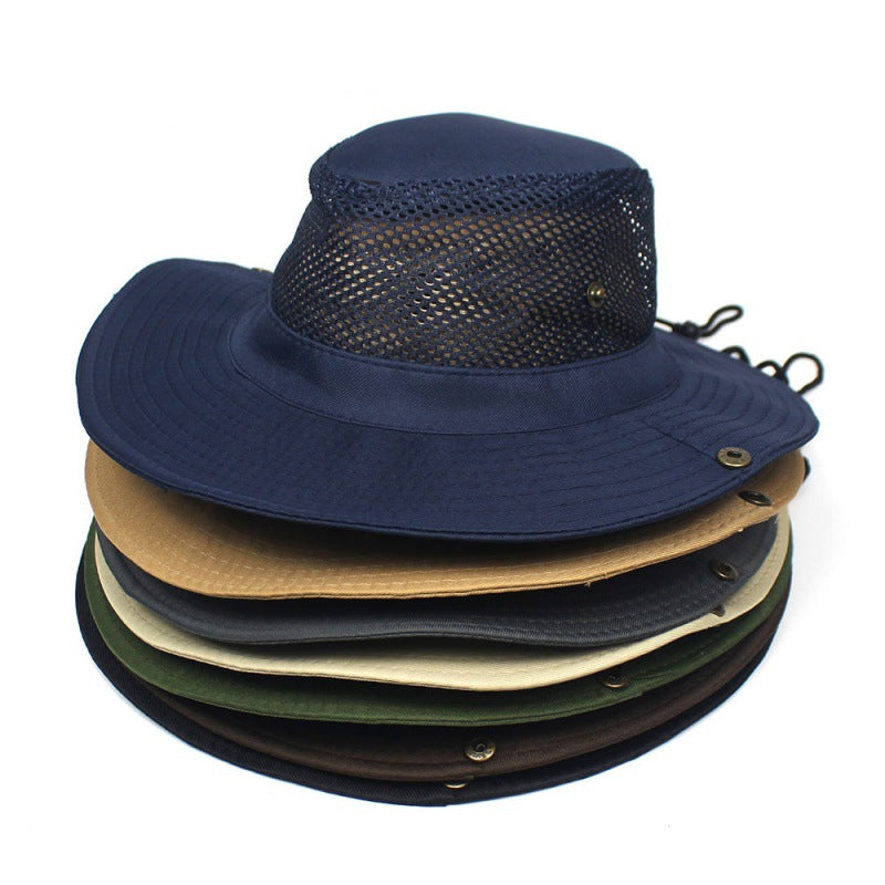 Patchwork Mesh Breathable Bucket Hat Pêche Cyclisme Windproof Protection solaire pliable