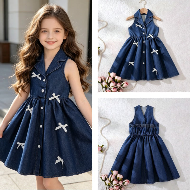 Ensemble de robes Denim Lapel-Style pour filles