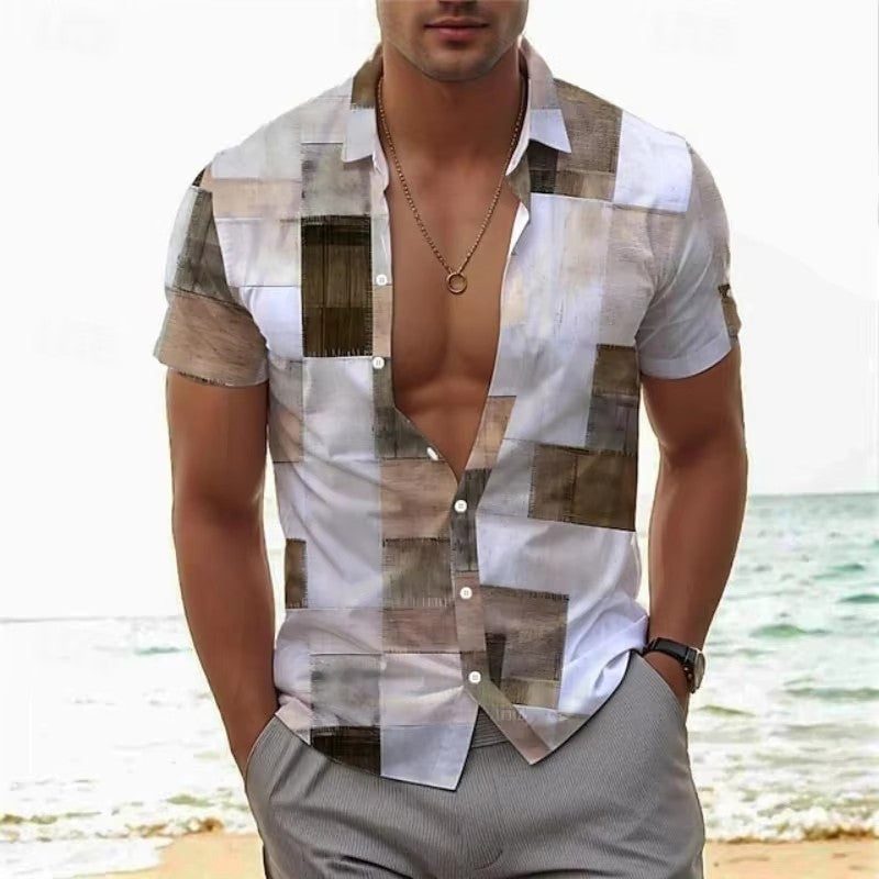 Chemise à manches courtes à manches courtes imprimées 3D de taille européenne pour homme Casual Slim-fit Beach