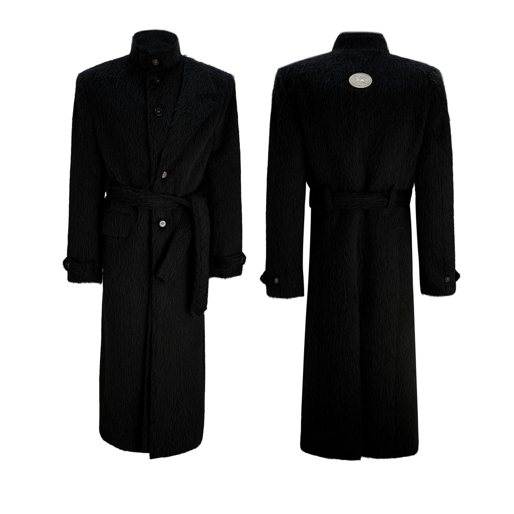 Couvercle long en laine Alpaca avec un design en tie-waist