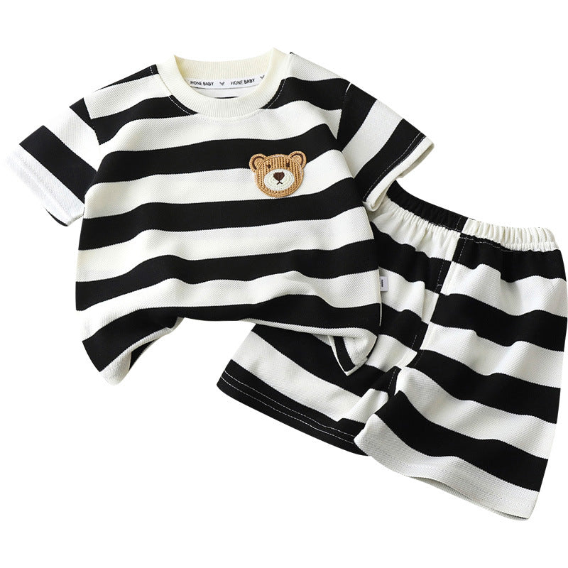 T-shirt de garçon à manches courtes noir et blanc