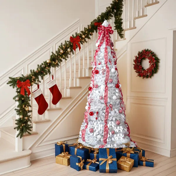 6 FT Arbre de Noël pré-éclairé entièrement décoré