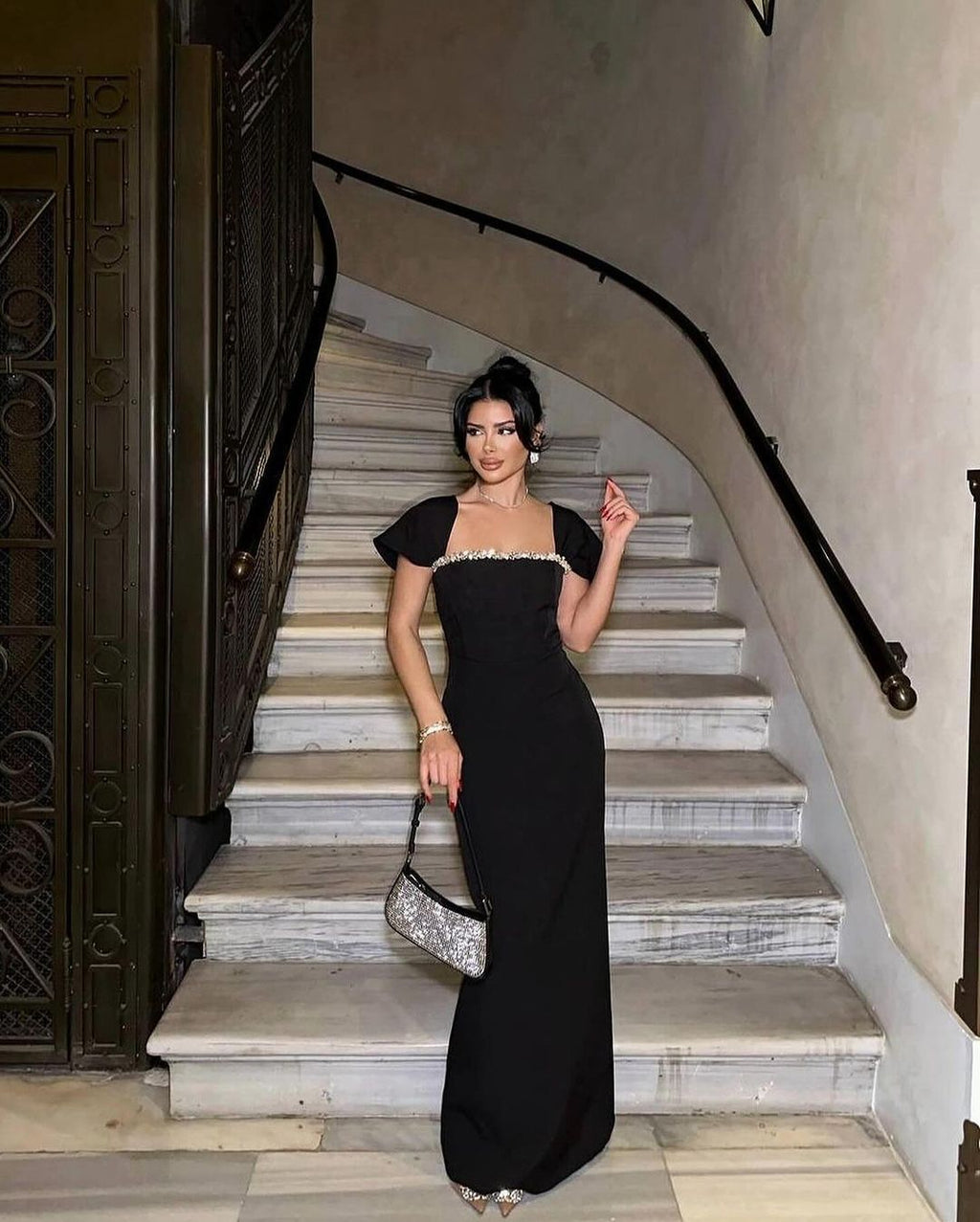 Robe de soirée en diamant couleur solide
