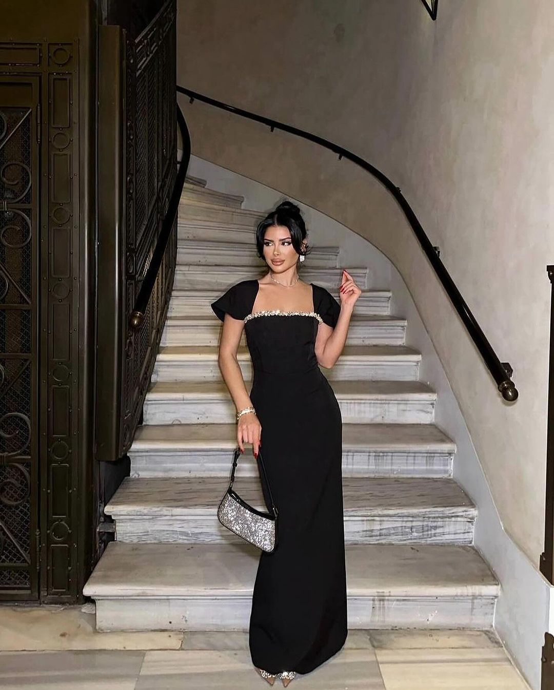 Robe de soirée en diamant couleur solide