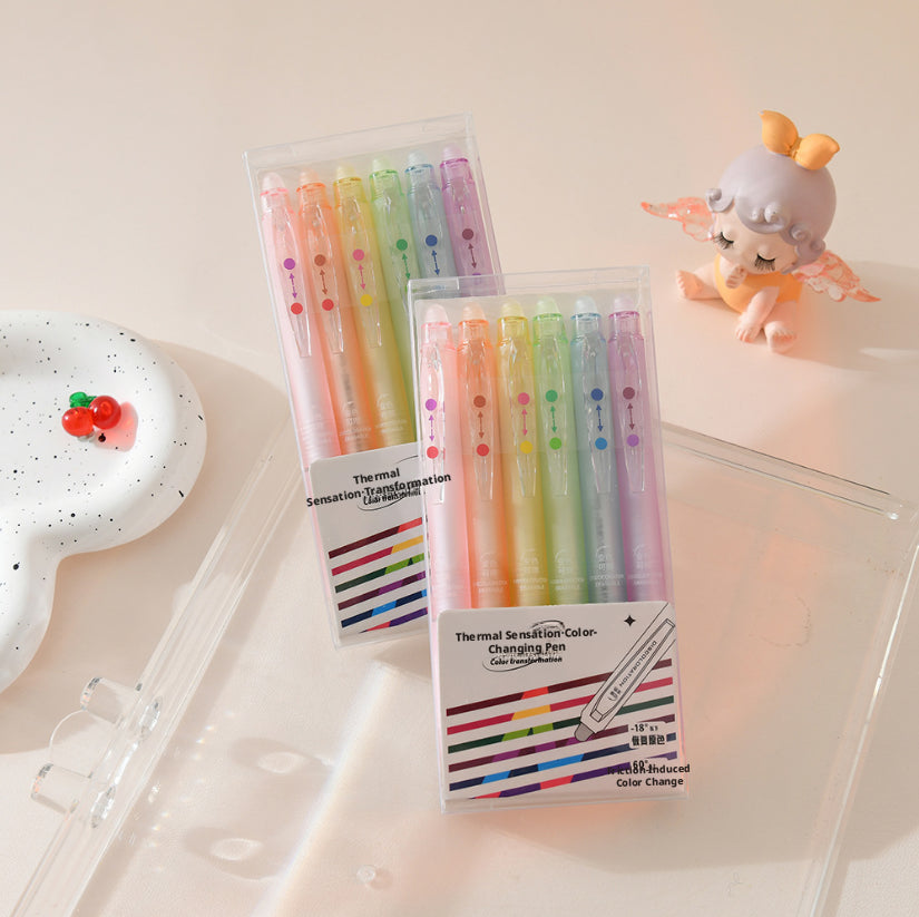Erasable couleur sensible à la température changer stylo couleur mélangé modèle-0,5mm-6 pièces-1 boîte