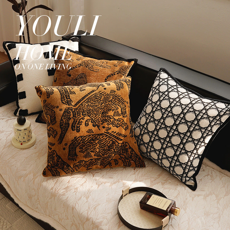 Moyen-Century Français-Style Brown Salon Canapé Couverture oreiller
