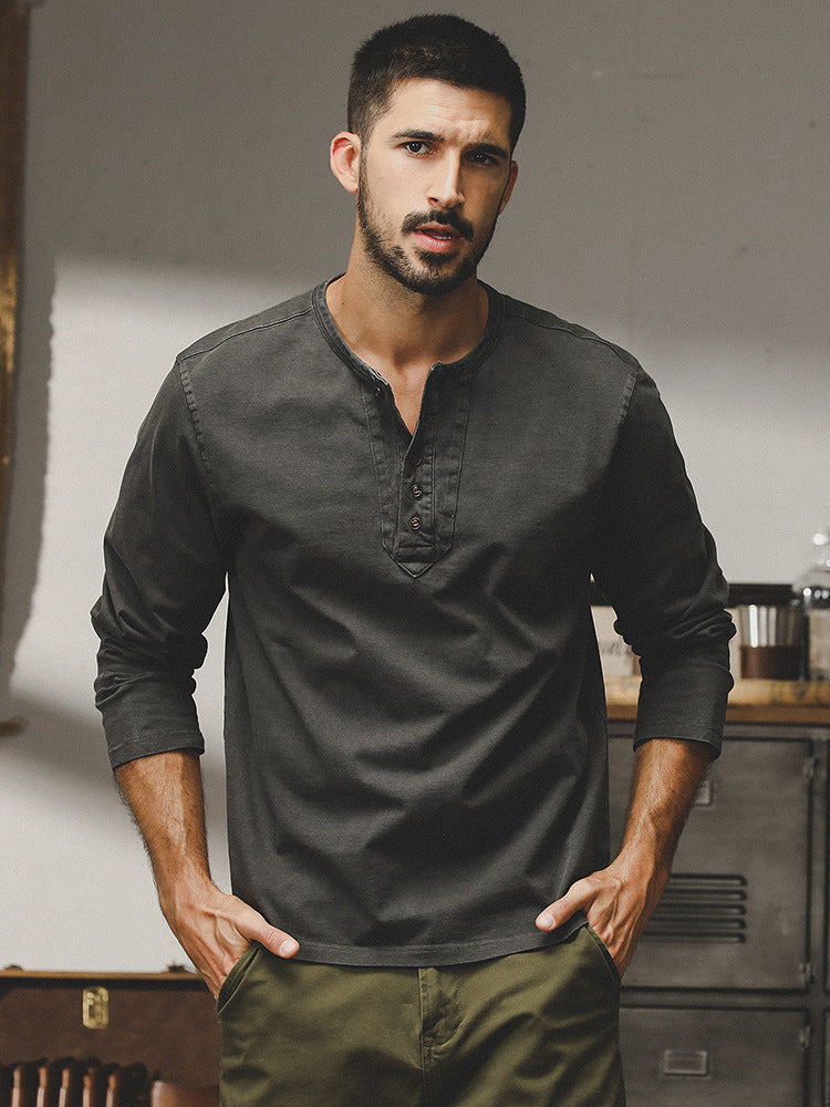 T-shirt retro à manches longues pour hommes