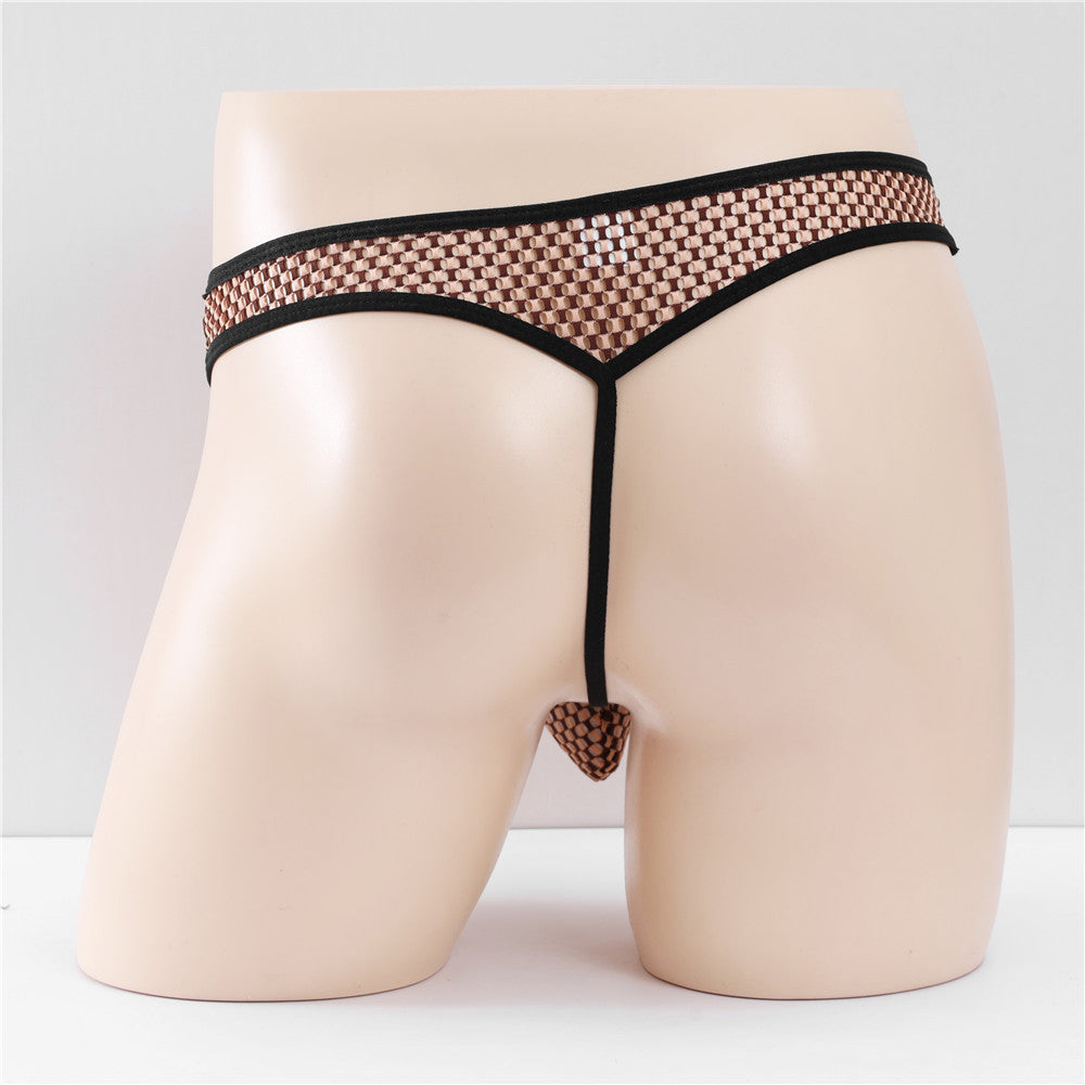 Mesh Hommes Voir à travers respirant Sexy T-forme U Convex Hollow-out Grand Mesh Sexy Underw
