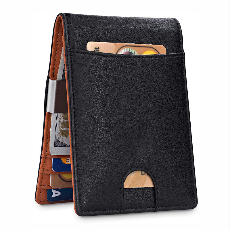 Porte-cartes en cuir pur Rfid Hommes antivol Swiping Amazon