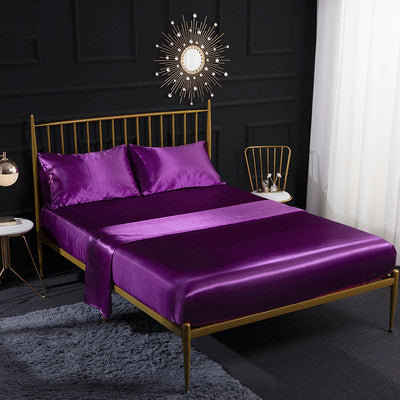 Ensemble de literie satinée Queen King Size Lit Fitted Sheet 4 pièces